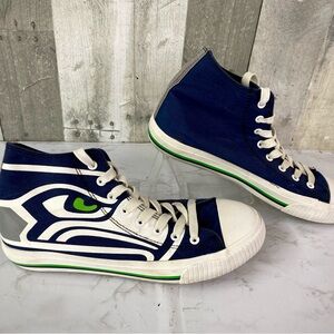 SEATTLE SEAHAWKS Blue/White FOCO NFL "High Top Sneakers" Shoes (Men's Size 9)